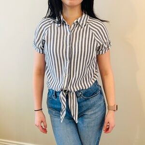 Striped Rayon Blouse with Ties